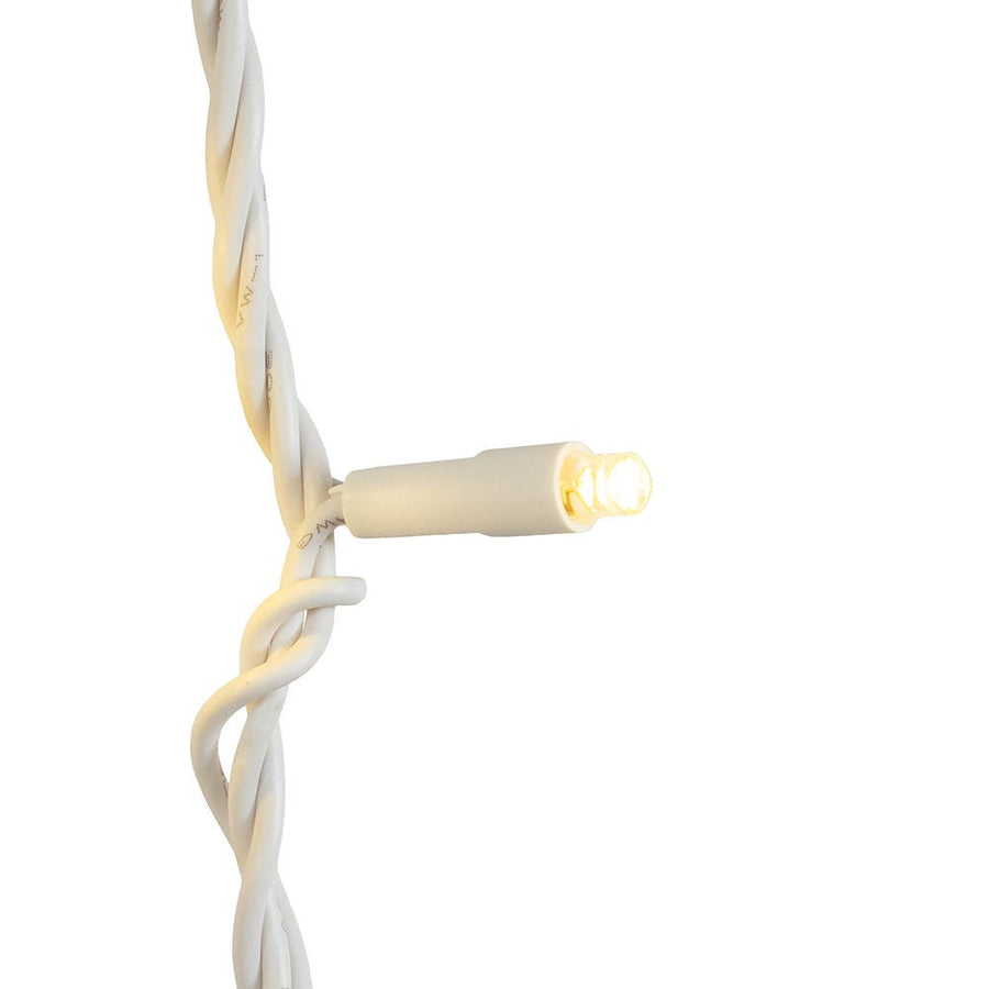 24.5' UL 50L Warm White Soft Twinkle 5MM LED Connectible Light Set With White Wire