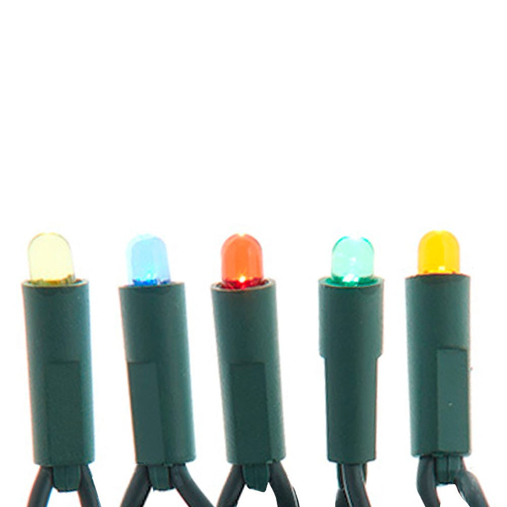 16.3' UL 50L Convex Multicolored 5MM LED Connectible Light Set With Green Wire