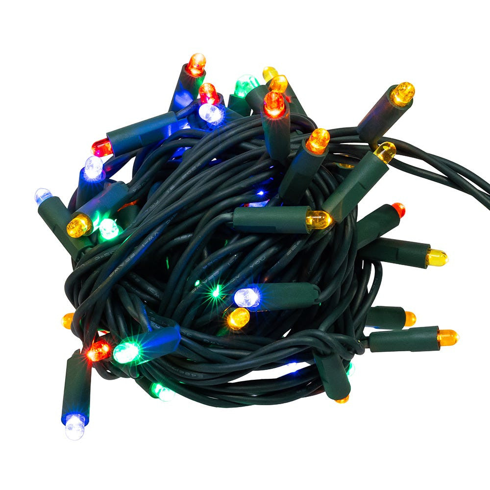 16.3' UL 50L Convex Multicolored 5MM LED Connectible Light Set With Green Wire