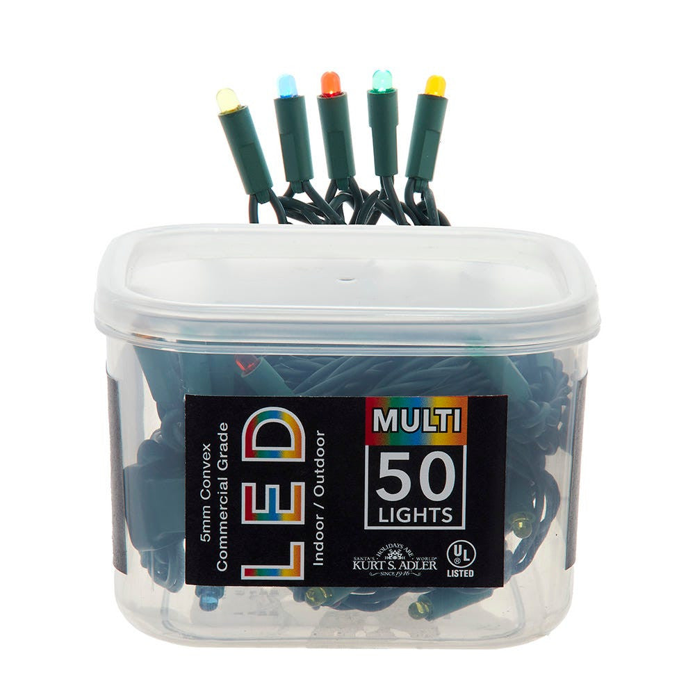 16.3' UL 50L Convex Multicolored 5MM LED Connectible Light Set With Green Wire