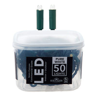 16.3' UL 50L Convex Pure White 5MM LED Connectible Light Set With Green Wire