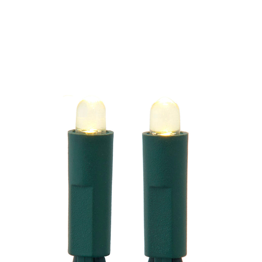 16.3' UL 50L Convex Warm White 5MM LED Connectible Light Set With Green Wire