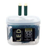 16.3' UL 50L Convex Warm White 5MM LED Connectible Light Set With Green Wire
