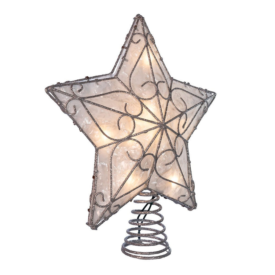 10.9" UL 10L Capiz Metal Trimmed Star Treetop