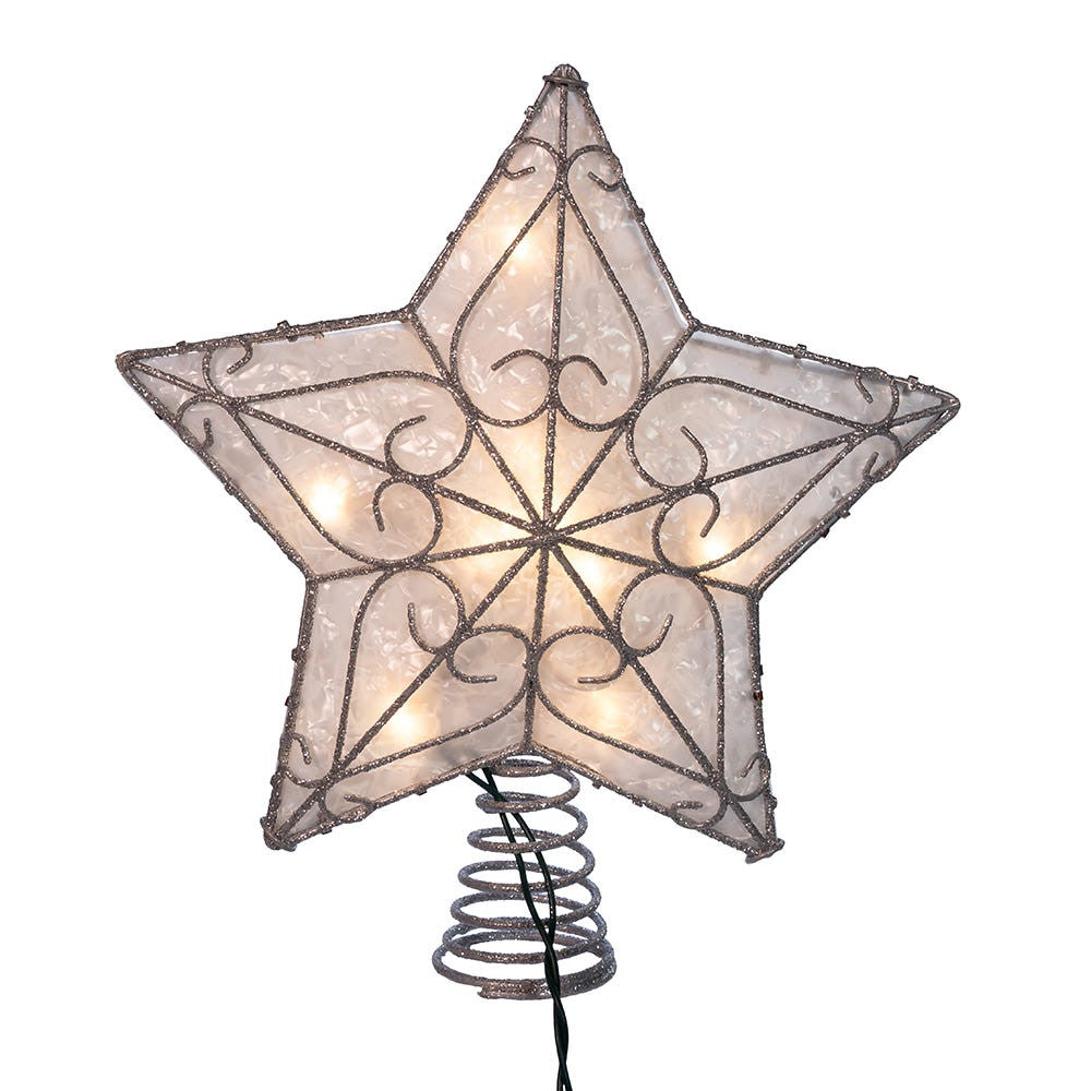 10.9" UL 10L Capiz Metal Trimmed Star Treetop