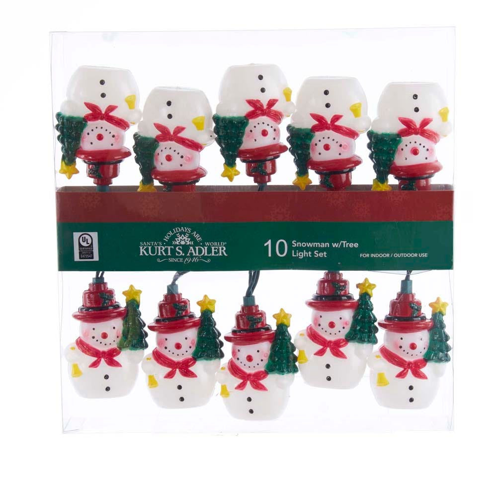 9' UL 10L Snowman With Christmas Tree Light Set
