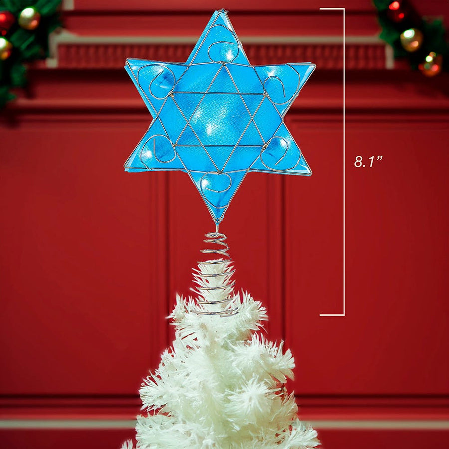 8.1" UL 10L Hanukkah Star Shimmer LED Treetop