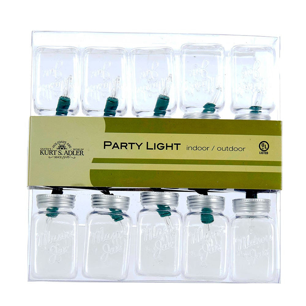 9' UL 10L Clear Mason Jar Light Set