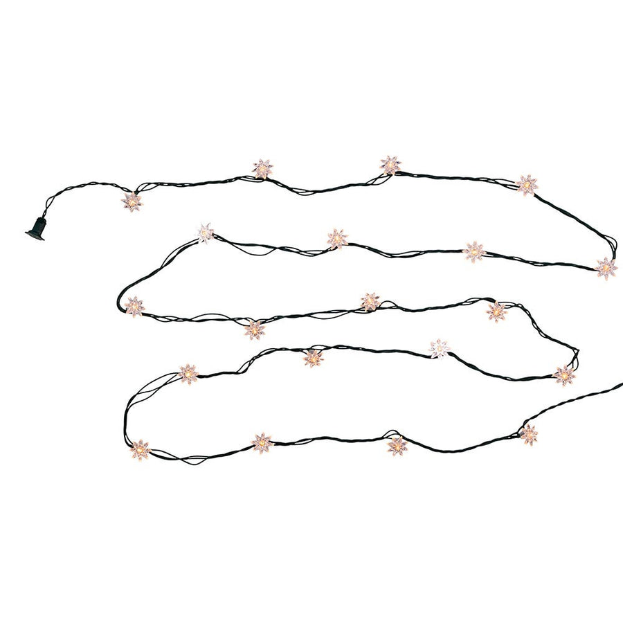 15.5' UL 20-Light Clear Flower Green Wire Light Set