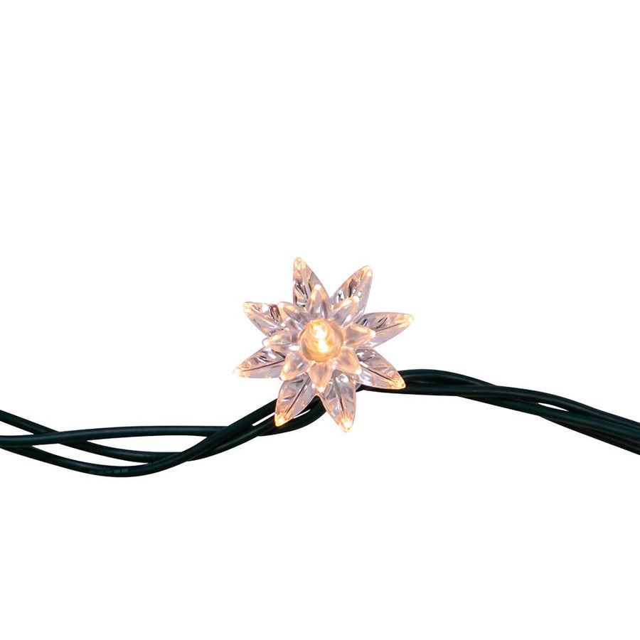15.5' UL 20-Light Clear Flower Green Wire Light Set