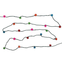 15.5' UL 20-Light Multicolored Flower Green Wire Light Set