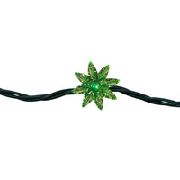 15.5' UL 20-Light Multicolored Flower Green Wire Light Set