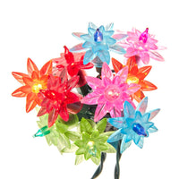 15.5' UL 20-Light Multicolored Flower Green Wire Light Set