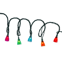 25.5' UL 35-Light Multicolored Tulip Green Wire Light Set