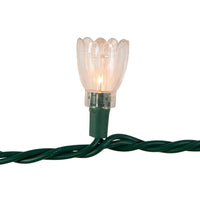 25.5' UL 35-Light Clear Tulip Green Wire Light Set