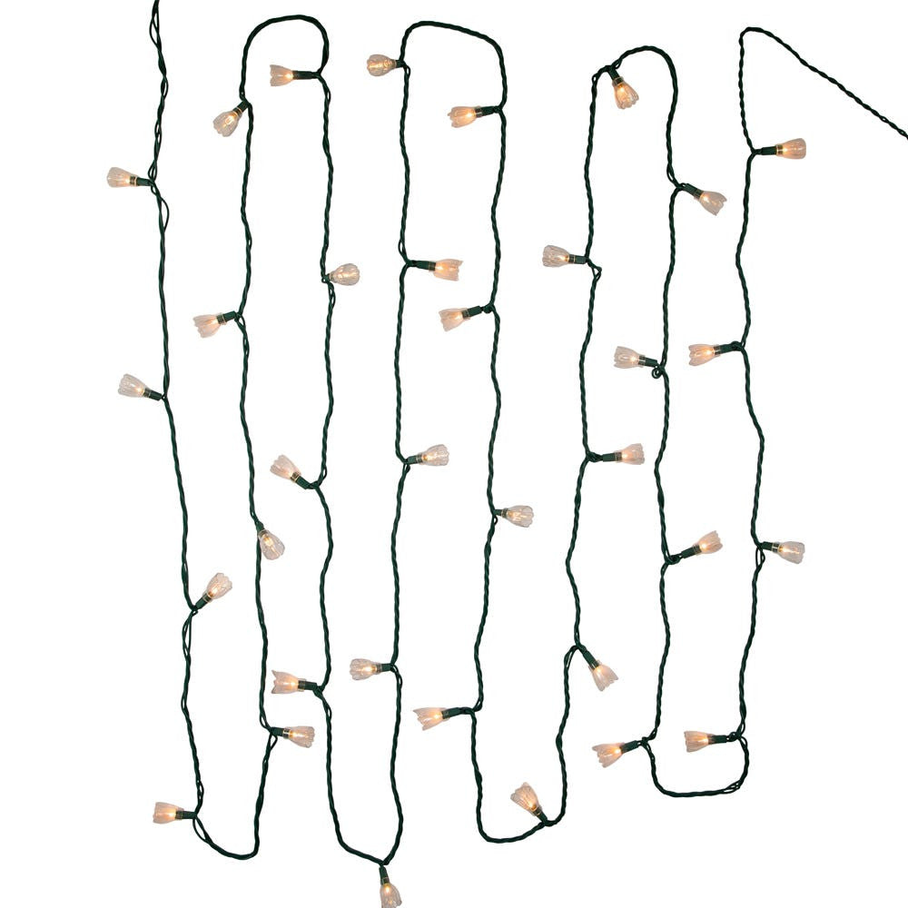 25.5' UL 35-Light Clear Tulip Green Wire Light Set