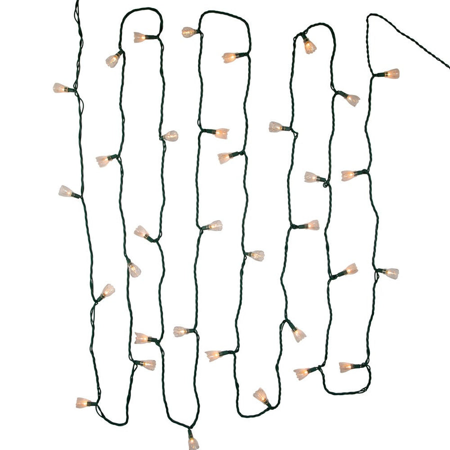 25.5' UL 35-Light Clear Tulip Green Wire Light Set