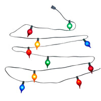 15.5' UL 10-Light Multicolor G45 Teardrop Green Wire Light Set