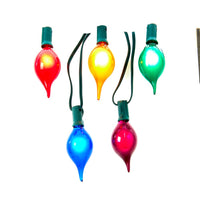 15.5' UL 10-Light Multicolor G45 Teardrop Green Wire Light Set