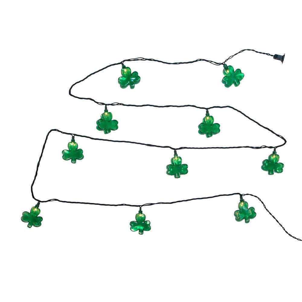 9' UL 10L Shamrock Light Set With Green Wire With End Connect