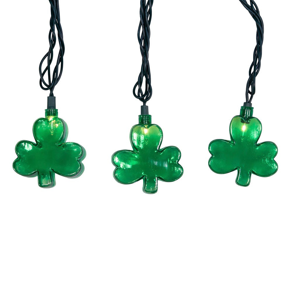 9' UL 10L Shamrock Light Set With Green Wire With End Connect