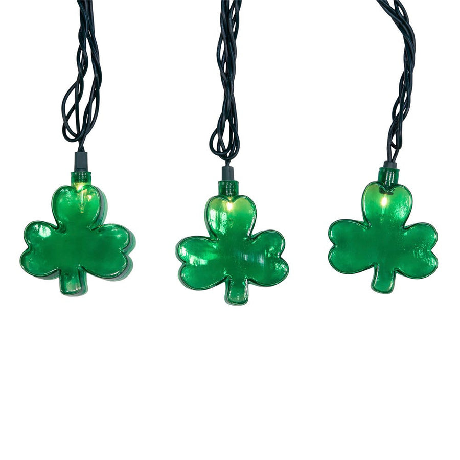 9' UL 10L Shamrock Light Set With Green Wire With End Connect