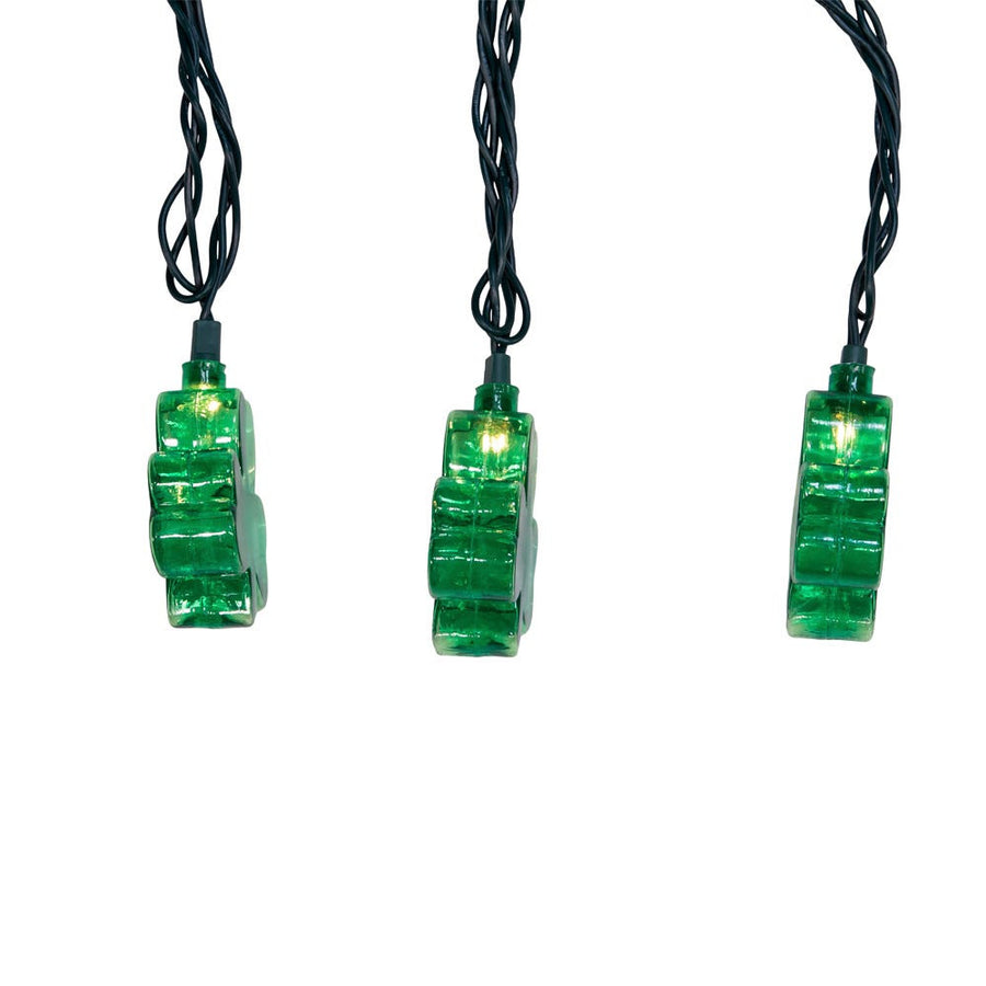9' UL 10L Shamrock Light Set With Green Wire With End Connect
