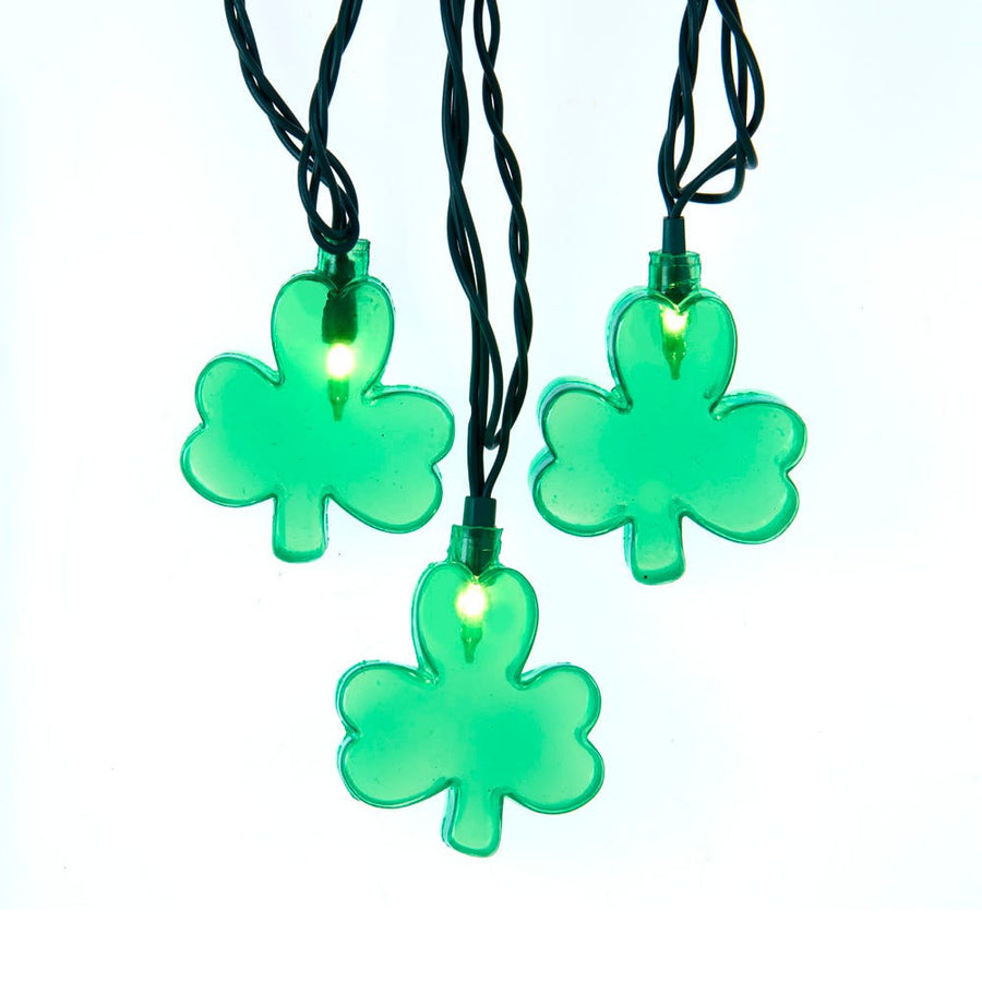9' UL 10L Shamrock Light Set With Green Wire With End Connect