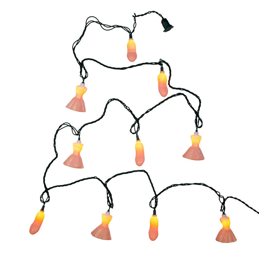 9' UL 10L Glittered Tutu & Ballet Shoes Light Set With End Connect