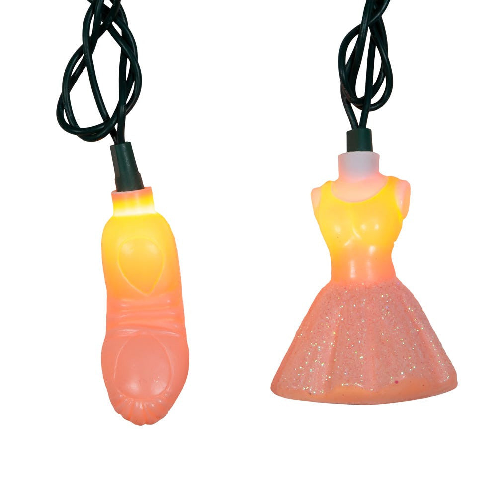 9' UL 10L Glittered Tutu & Ballet Shoes Light Set With End Connect