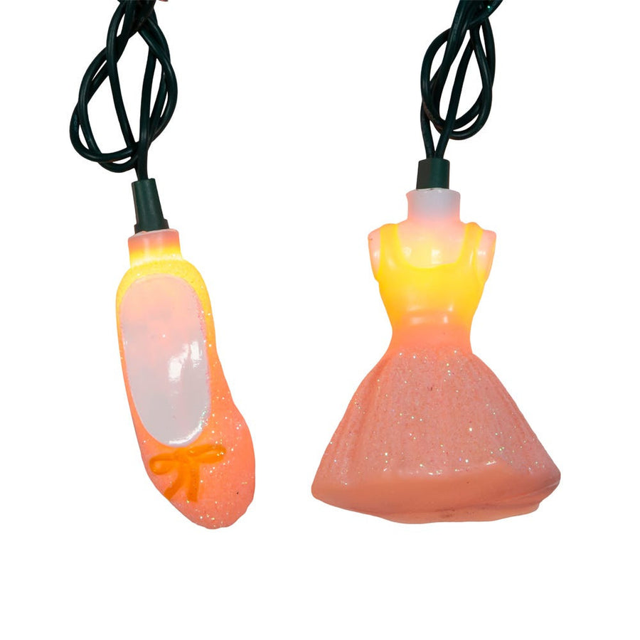 9' UL 10L Glittered Tutu & Ballet Shoes Light Set With End Connect