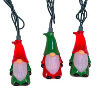 9' UL 10L Red and Green Gnome Light Set With End Connect