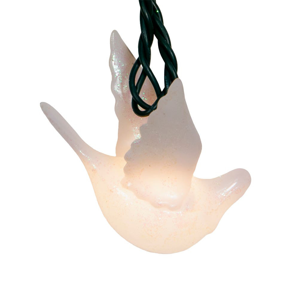 9' UL 10L Glittered Dove Light Set With End Connect