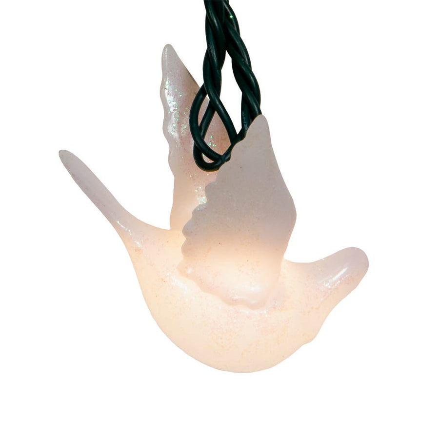 9' UL 10L Glittered Dove Light Set With End Connect