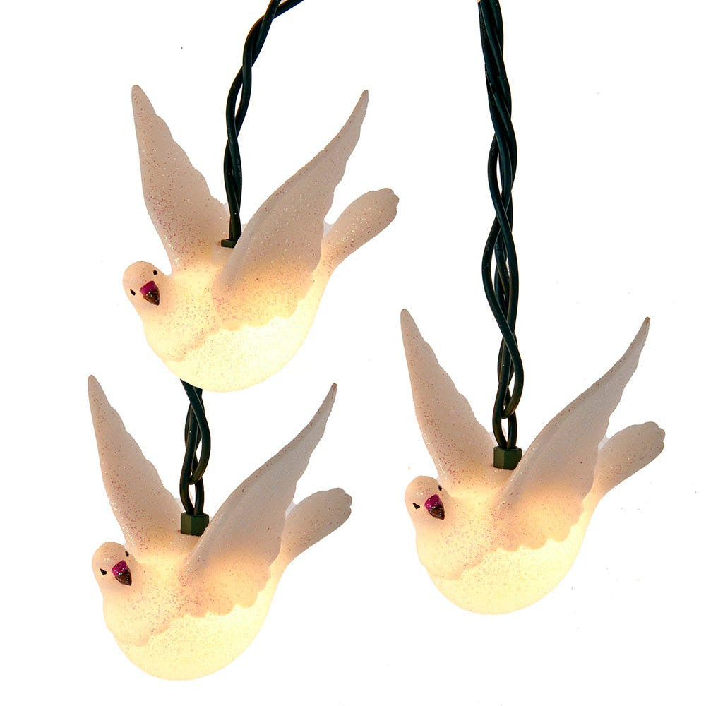 9' UL 10L Glittered Dove Light Set With End Connect