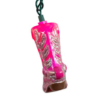 9' UL 10L Glittered Pink Cowgirl Boots Light Set With End Connect