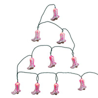 9' UL 10L Glittered Pink Cowgirl Boots Light Set With End Connect