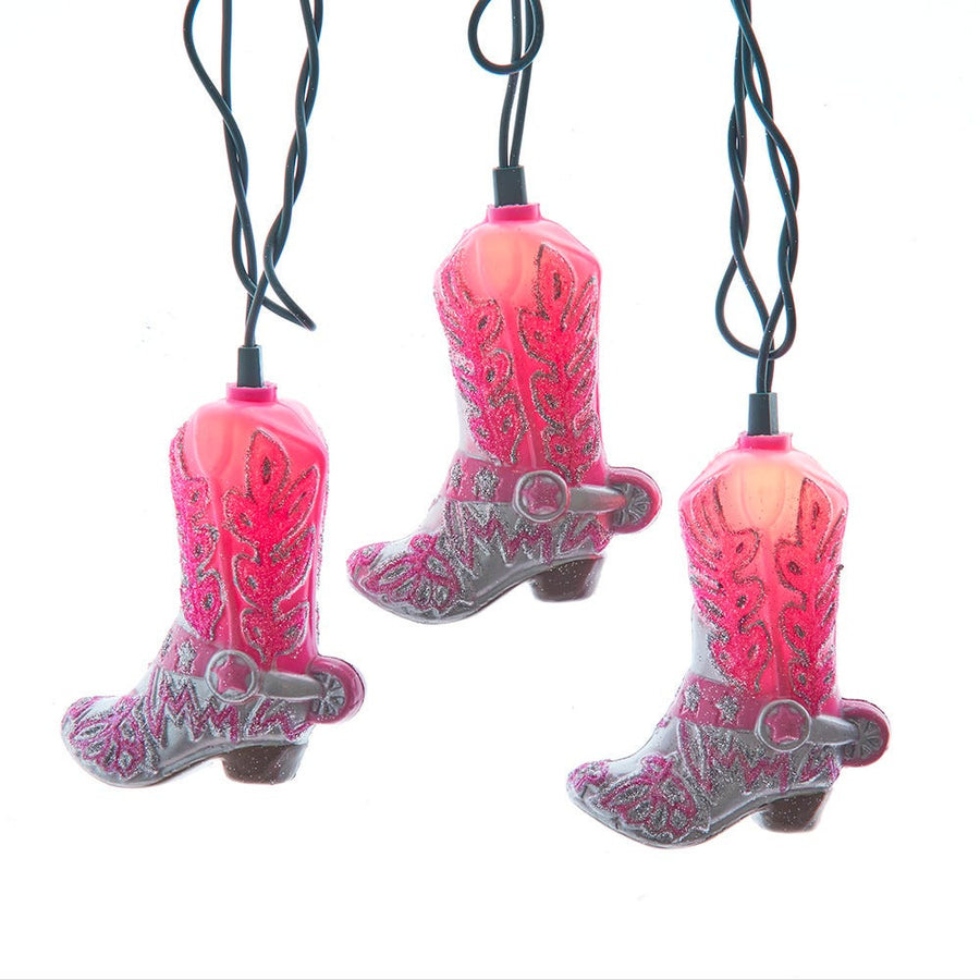9' UL 10L Glittered Pink Cowgirl Boots Light Set With End Connect