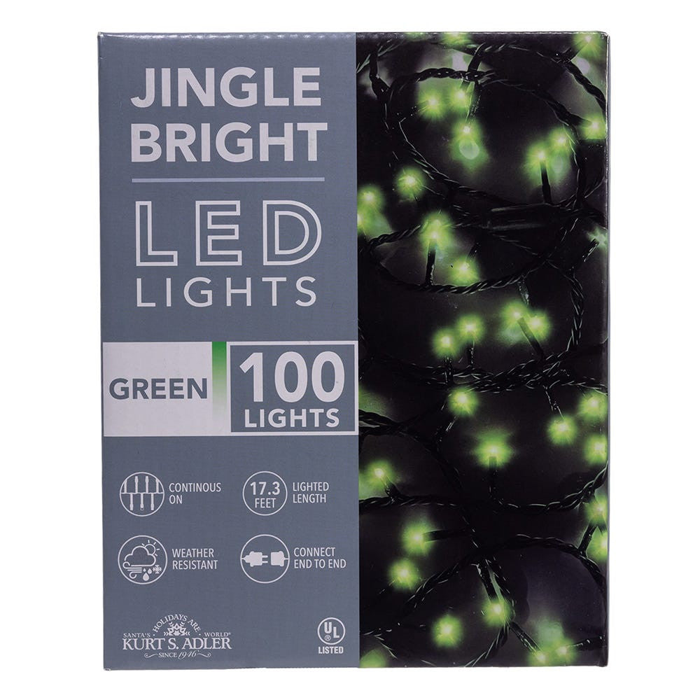 16.5' UL 100L Green LED Green Wire Jingle Bright™ Light Set