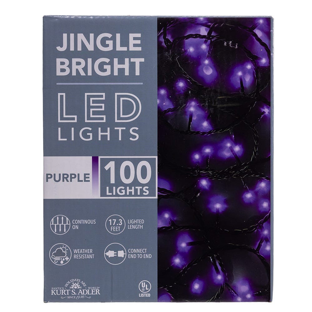16.5' UL 100L Purple LED Green Wire Jingle Bright™ Light Set
