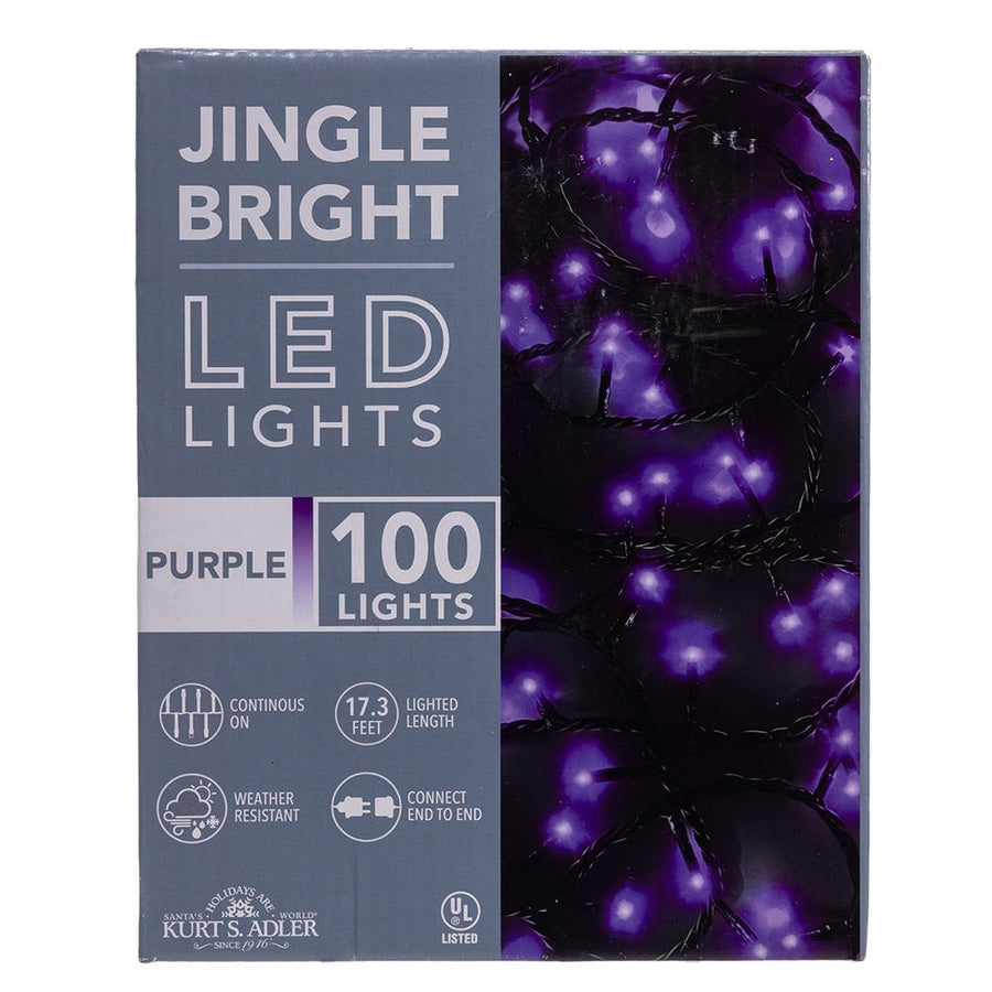 16.5' UL 100L Purple LED Green Wire Jingle Bright™ Light Set