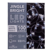16.5' UL 100L Cool White 20% Twinkle LED White Wire Jingle Bright™ Light Set