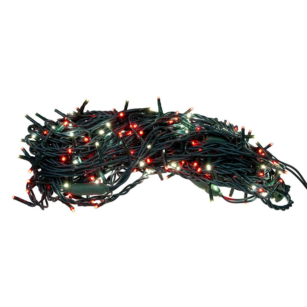 49.8' UL 300L Red & Pure White LED Green Wire Jingle Bright™ Light Set