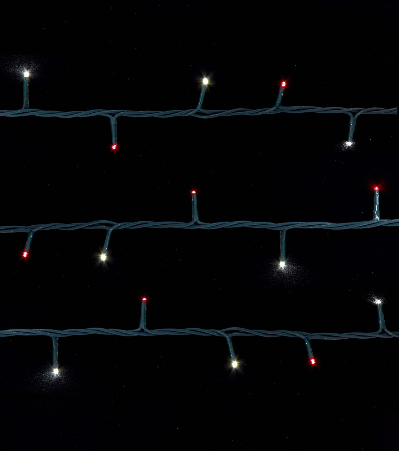 49.8' UL 300L Red & Pure White LED Green Wire Jingle Bright™ Light Set