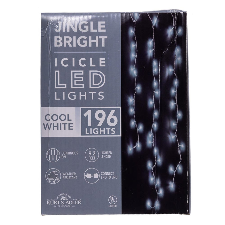 9.4' UL 196L Cool White 3MM LED Jingle Bright Connectible Icicle String Light with Rectifier