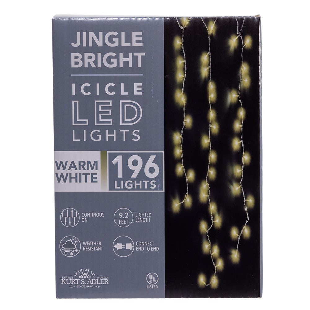9.4' UL 196L Warm White 3MM LED Connectible Icicle String Light with Rectifier
