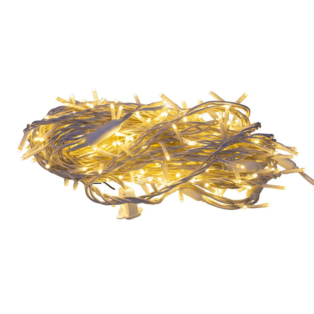 49.8' UL 300L Warm White LED White Wire Jingle Bright™ Light Set