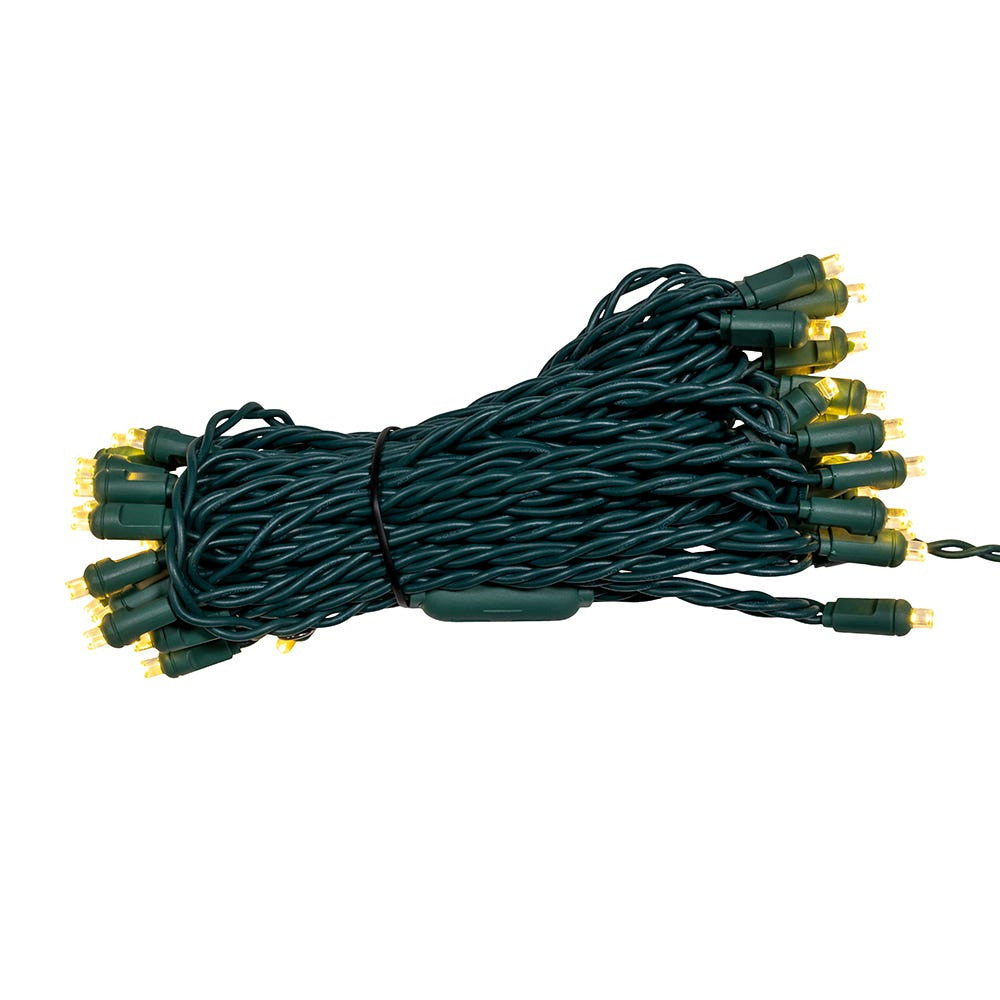 24.5' UL 50L Warm White Coaxial LED Bulk Connectible Light Set With Green Wire