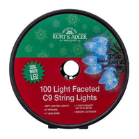 66' 100L Cool White LED Faceted C9 String Lights On Spool