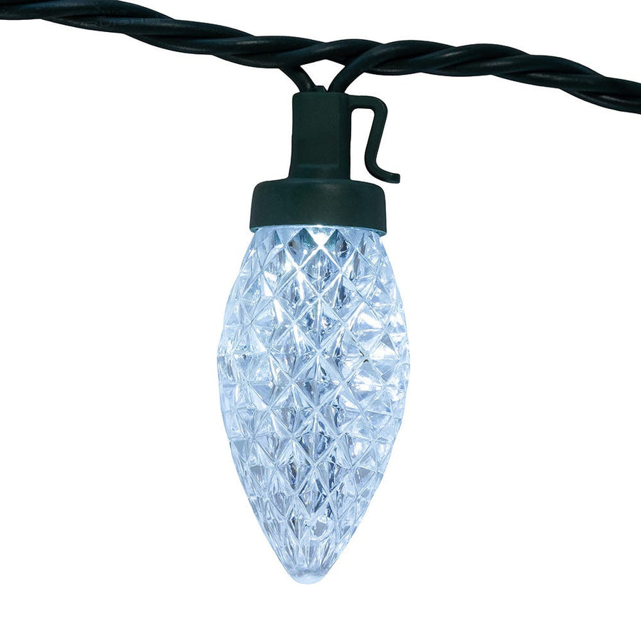 66' 100L Cool White LED Faceted C9 String Lights On Spool